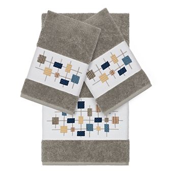 Linum Home Textiles 3 pc Turkish Cotton Khloe Embellished Quick Dry Towel Set