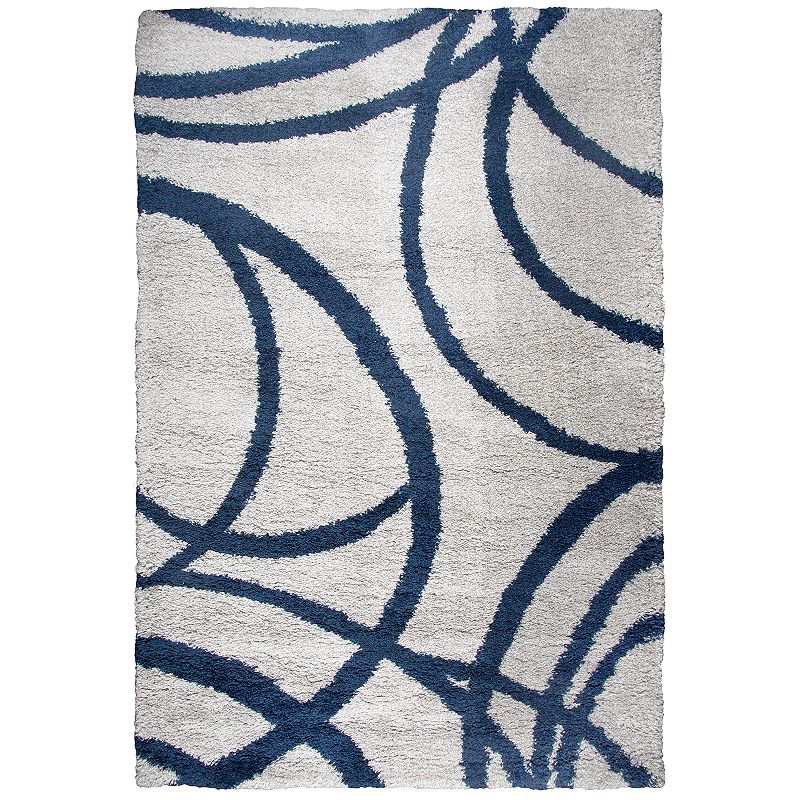 Rizzy Home Adalyn Adana Collection Geometric Rug, Dark Blue, 5X7 Ft