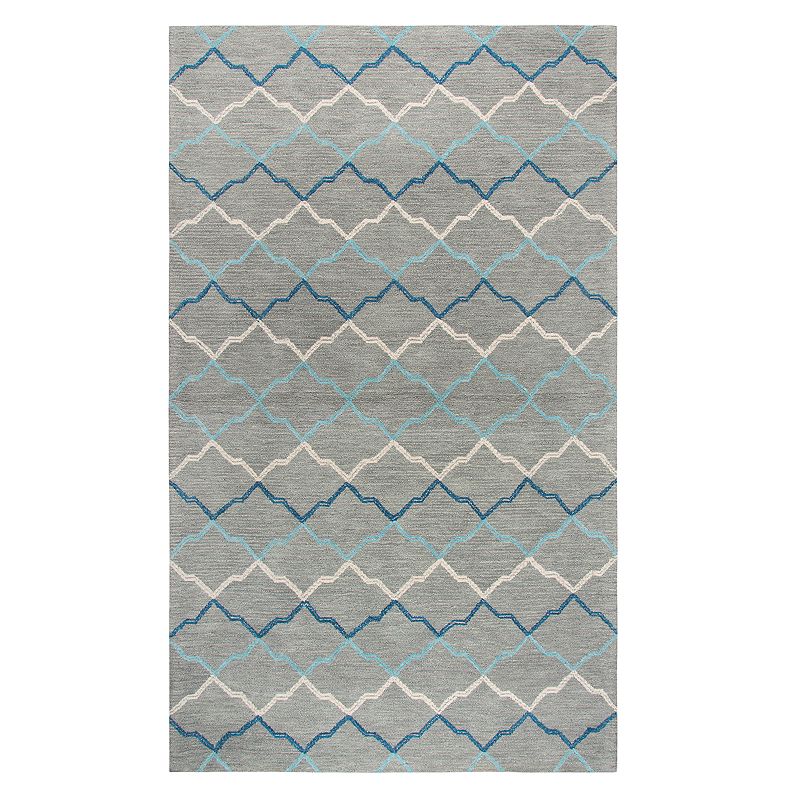 Rizzy Home Alana Resonant Collection Quatrefoil Geometric Rug, Grey, 2.5X8 Ft