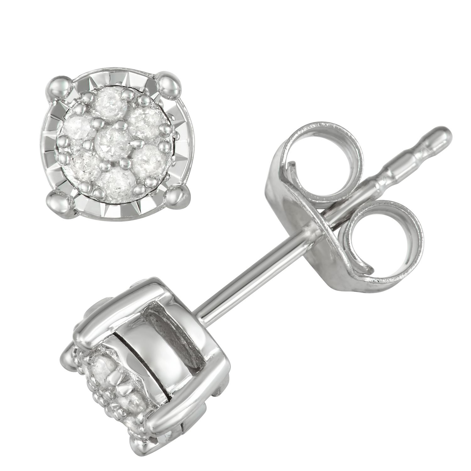 silver diamond stud earrings