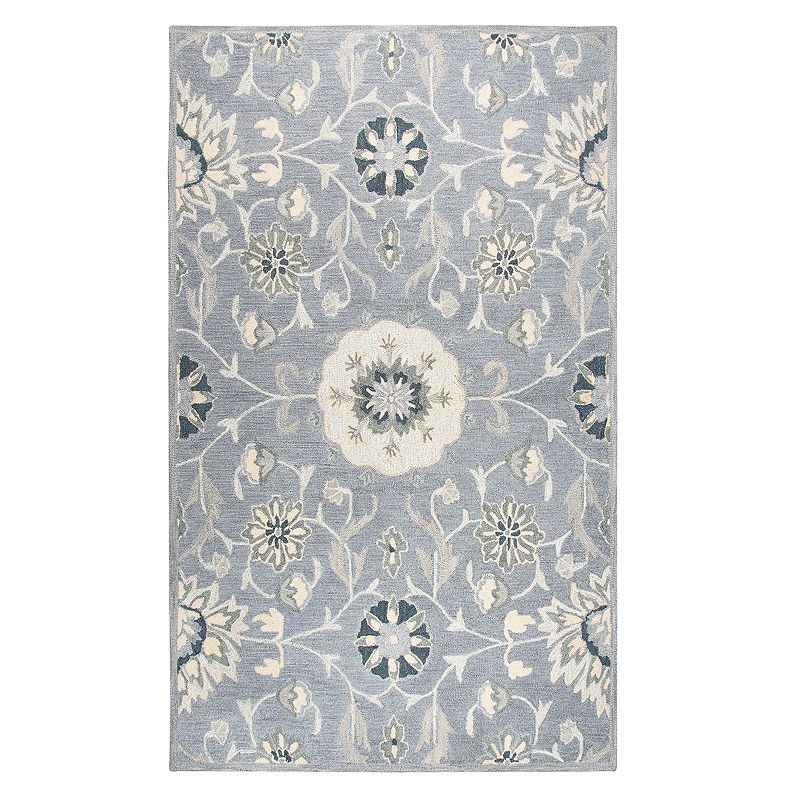 Rizzy Home Ariana Resonant Collection Floral Rug, Grey, 8X10 Ft