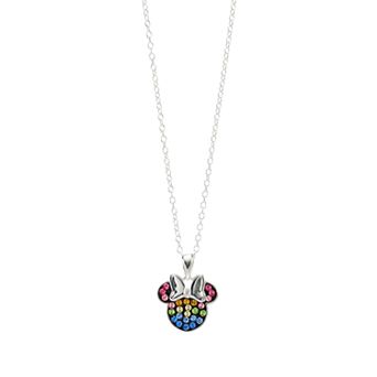 Disney's Minnie Mouse Sterling Silver Rainbow Crystal Necklace