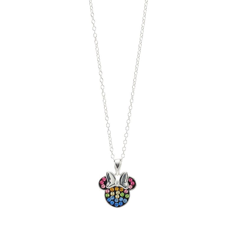Disney Minnie Mouse Sterling Silver Rainbow Crystal Necklace, Womens, Siz