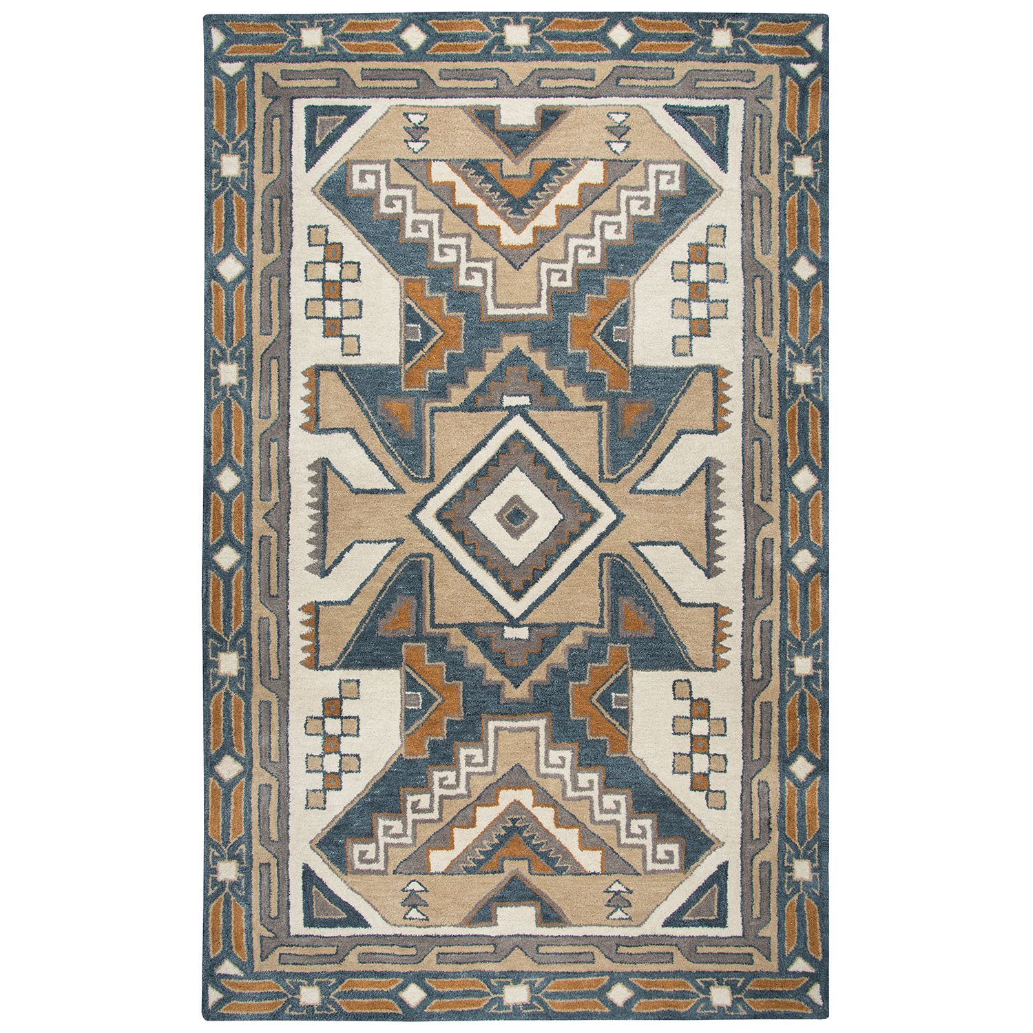 Wool Area Rug in Blue/Multicolor (2.5x4) - Color Block