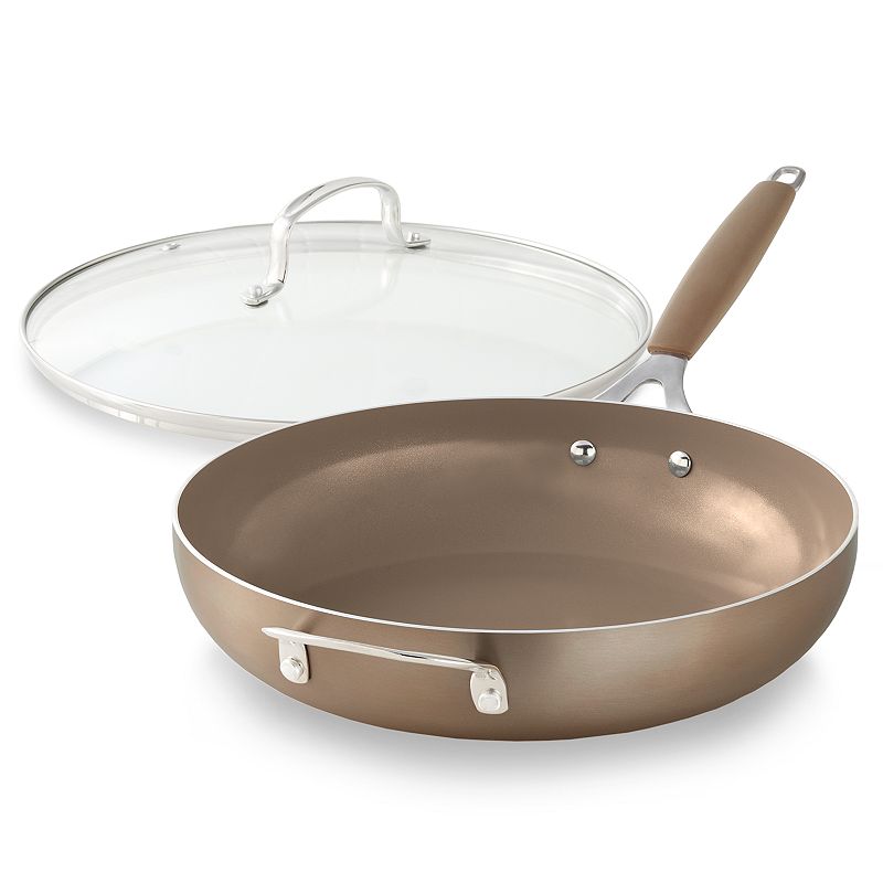 Food Network 12-in. Saute Pan with Lid, Brown, 12
