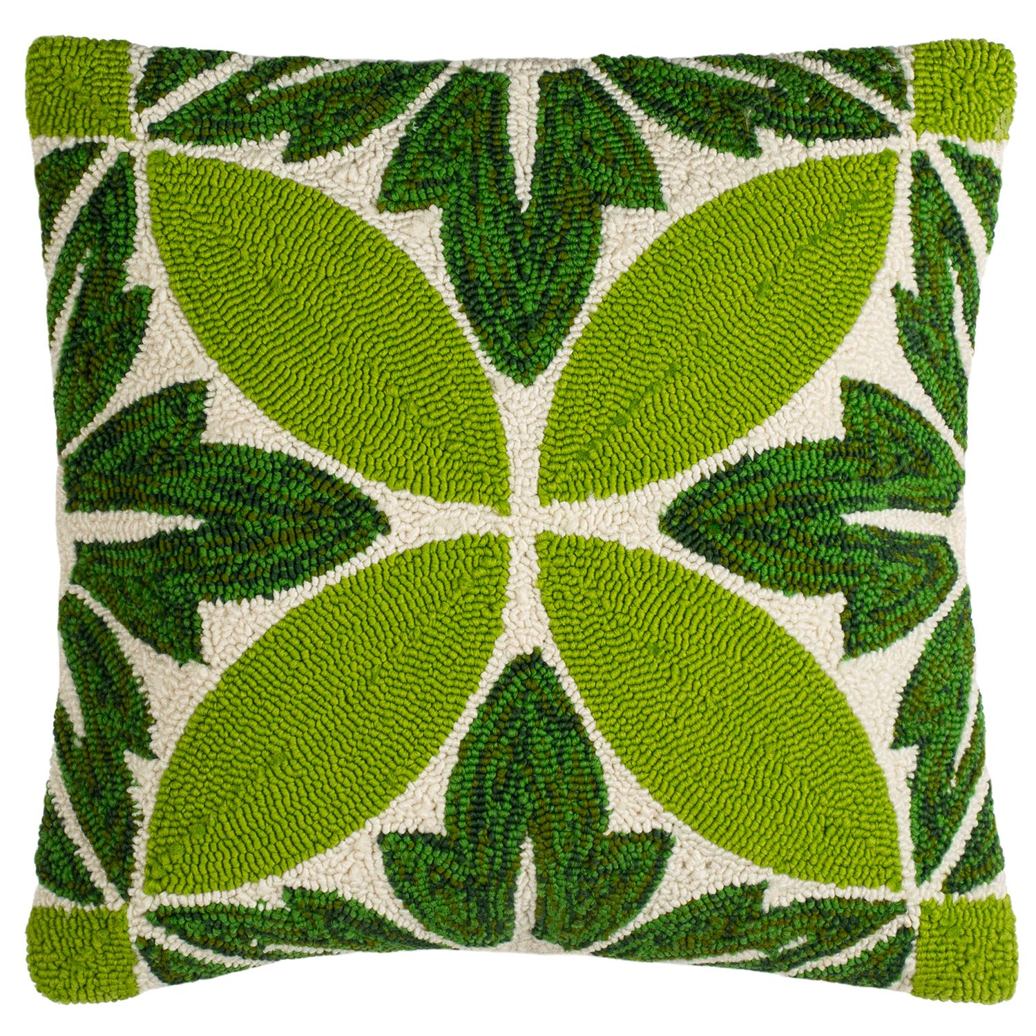 18X18 GREEN WHITE LEAVE BOTANICAL WATERCOLOR INDOOR OUTDOOR THROW