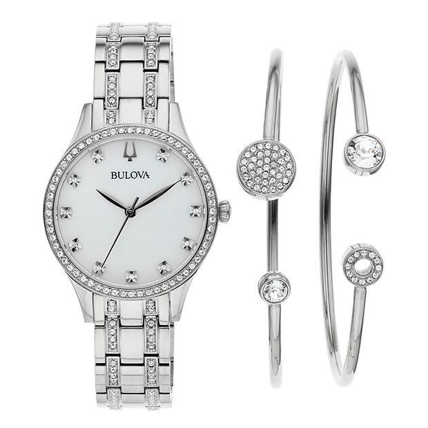 Bulova women's crystal stainless steel cheap watch