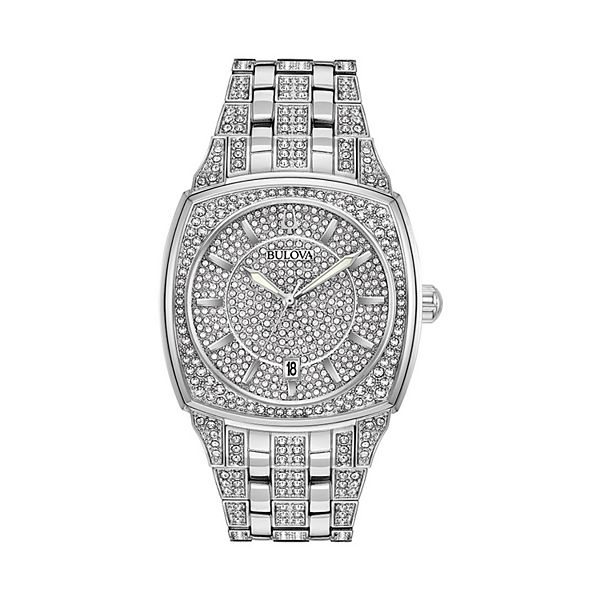 Bulova Men's Crystal Watch, Pave Dial - 96B296