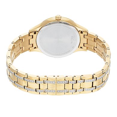 Womens Bulova Bulova Women's Gold-Tone Crystal Watch and Bracelet Set, MOP Dial - 98X119