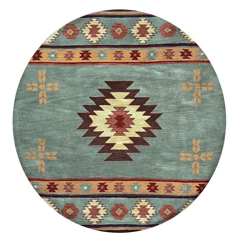 Rizzy Home Angie Southwest Collection Geometric Rug, Grey, 3X5 Ft