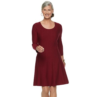 Women s Dana Buchman Ribbed Fit Flare Sweater Dress