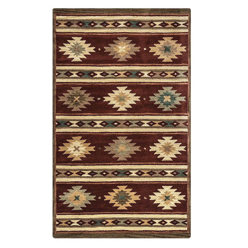 Rizzy Home Alaina Southwest Collection Geometric Rug, Dark Red, 8Ft Rnd
