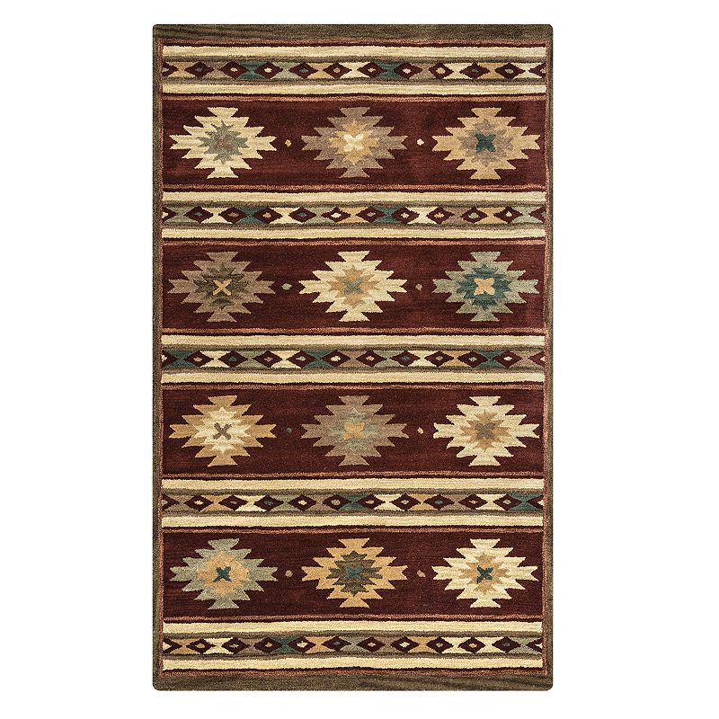 Rizzy Home Alaina Southwest Collection Geometric Rug, Dark Red, 3X5 Ft