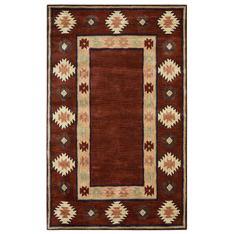 Rizzy Home Adelyn Southwest Collection Geometric Rug, Dark Red, 8Ft Rnd