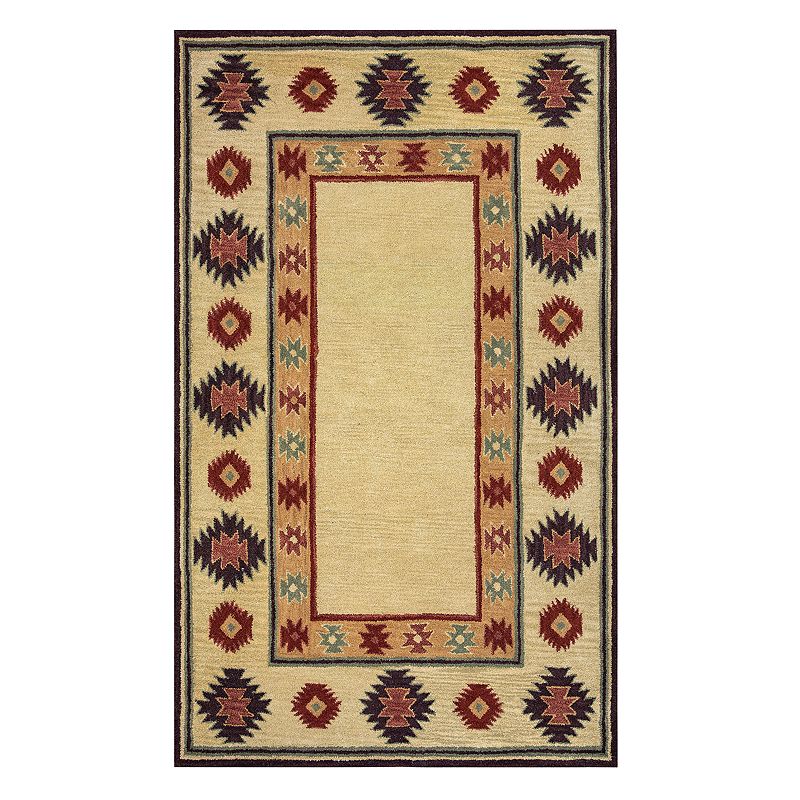 Rizzy Home Adelyn Southwest Collection Geometric Rug, Beig/Green, 8Ft Rnd