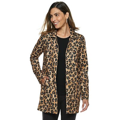 Women s Dana Buchman Leopard Open Front Coat