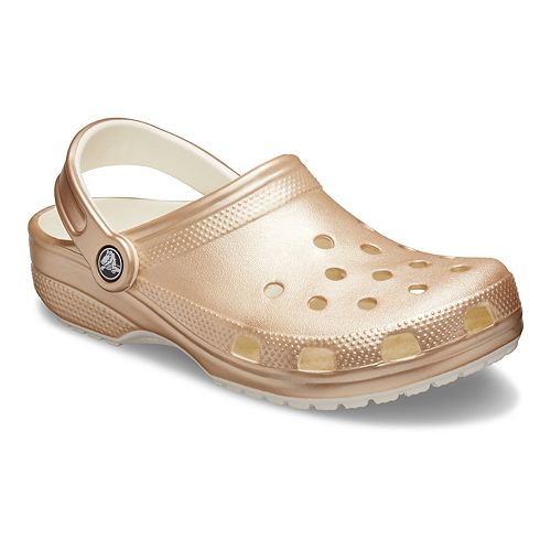 metallic burgundy crocs