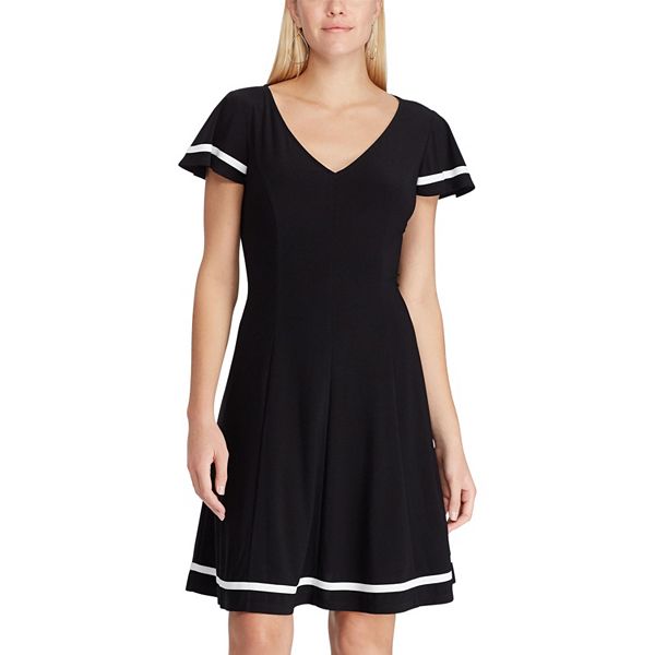 Petite's Chaps Colorblock Fit & Flare Dress