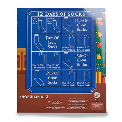 Men's Christmas Holiday 12 Days of Socks Gift Set