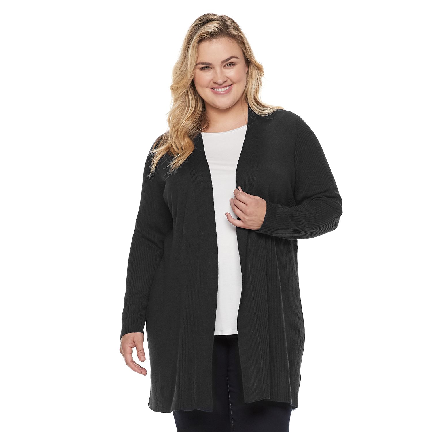 black coatigan plus size