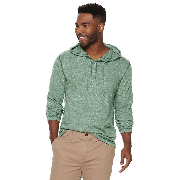 Mens henley outlet hoodie