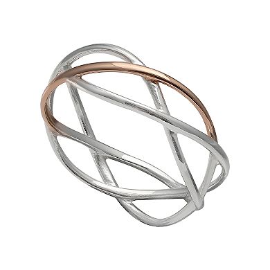 PRIMROSE Two Tone Sterling Silver Crossover Ring