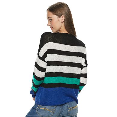 Juniors' SO® Striped Boucle Scoopneck Sweater