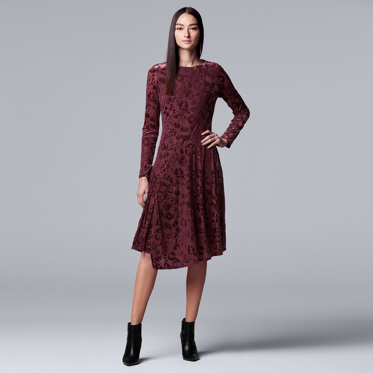 flocked velvet dress