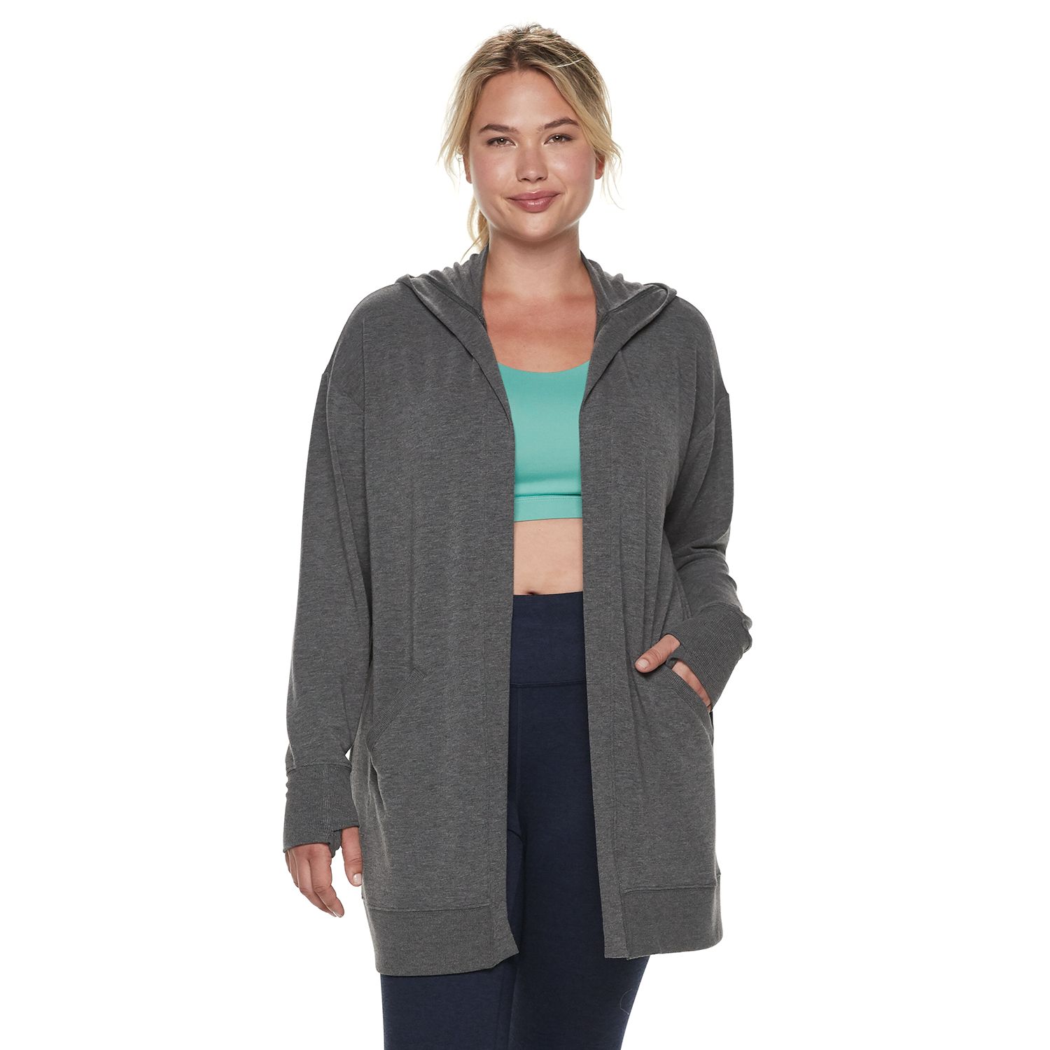 hooded wrap cardigan