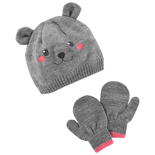 Baby Toddler Girl Carter S Bear Hat Mittens Set - knit baby monster by roblox this item is not currently for