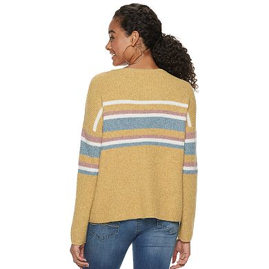Juniors' Pink Republic Striped Pullover Sweater