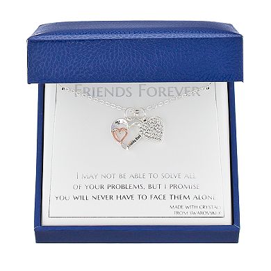 Brilliance "Friends Forever" Heart Charm Necklace with Swarovski Crystals