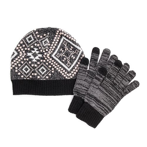 Women's MUK LUKS Knit Beanie & Gloves Set