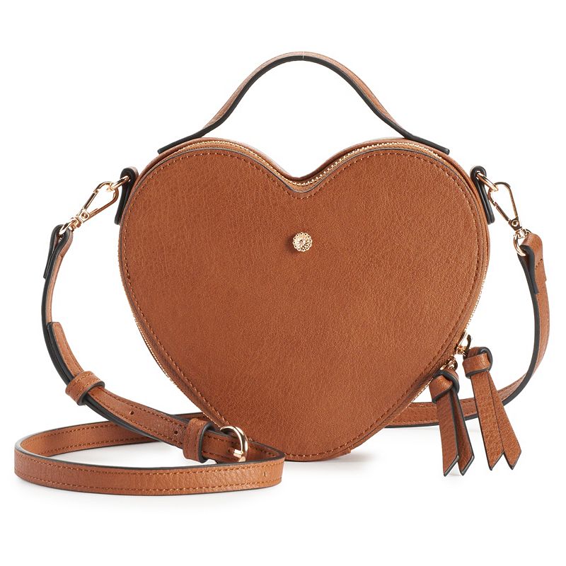 LC Lauren Conrad Heart Crossbody Bag, Dark Brown
