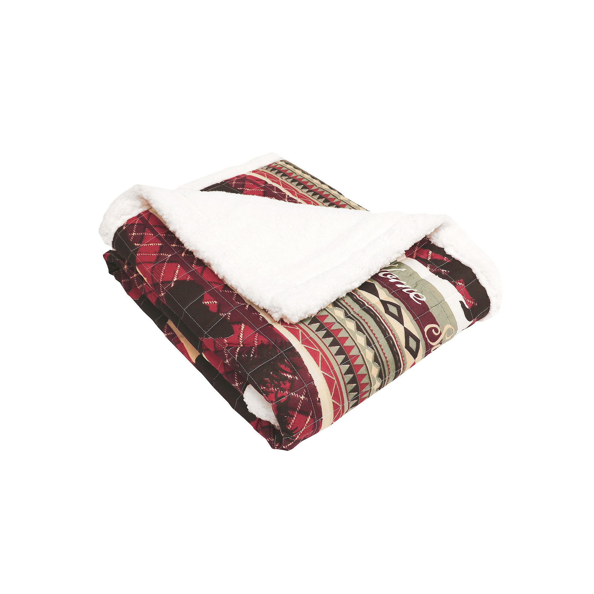 Lush Decor Holiday Lodge Sherpa Fleece Throw, Red