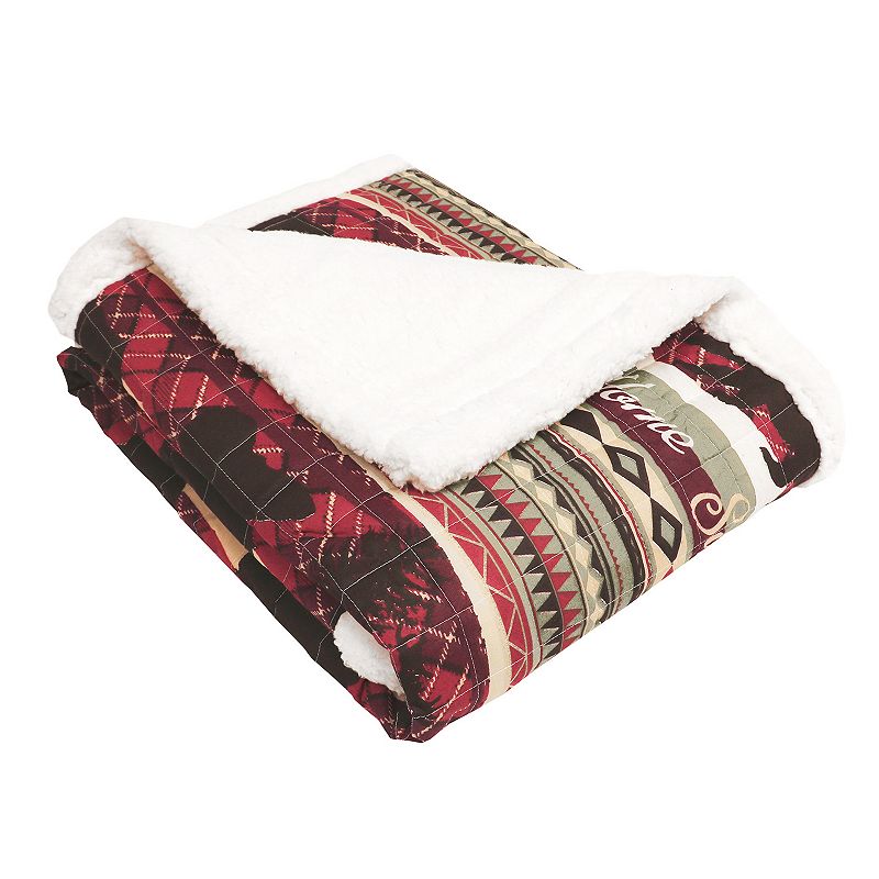 Lush Decor Holiday Lodge Sherpa Fleece Throw, Red