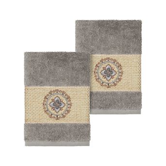 Linum Home Textiles Turkish Cotton Isabelle Embellished Washcloth Set