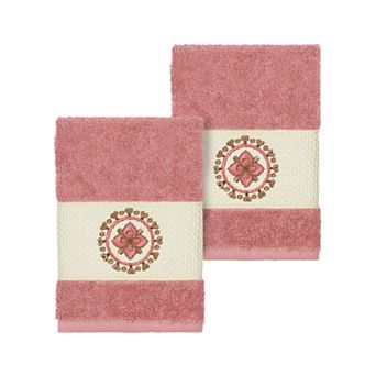 Linum Home Textiles Turkish Cotton Isabelle Embellished Washcloth Set