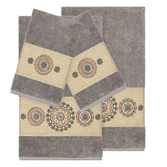 Linum Home Textiles 4 pc Turkish Cotton Isabelle Embellished Towel Set