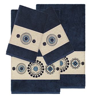 Linum Home Textiles 4 pc Turkish Cotton Isabelle Embellished Towel Set