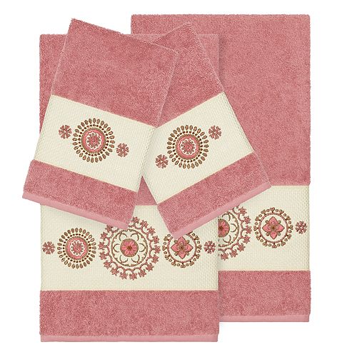 Linum Home Textiles 4piece Turkish Cotton Isabelle Embellished Towel Set