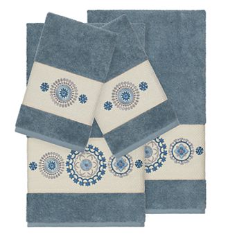 Linum Home Textiles 4 pc Turkish Cotton Isabelle Embellished Towel Set