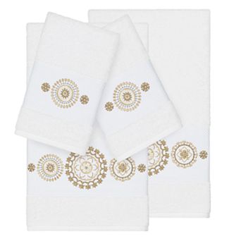 Linum Home Textiles 4 pc Turkish Cotton Isabelle Embellished Towel Set