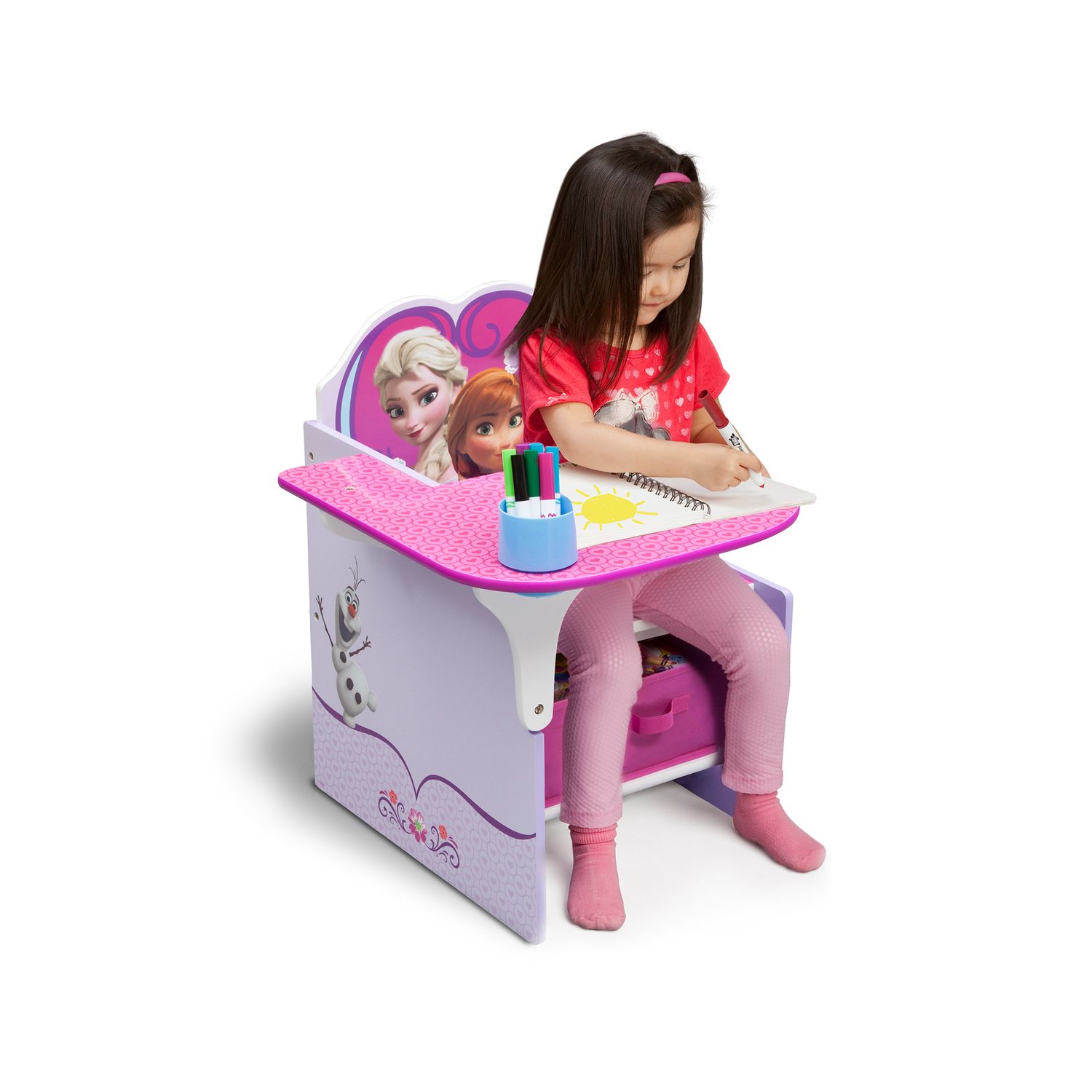 frozen chair desk with storage bin