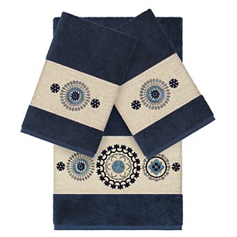 Linum Home Textiles 3 pc Turkish Cotton Isabelle Embellished Quick Dry Towel Set