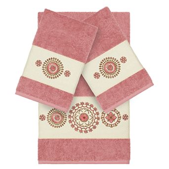 Linum Home Textiles 3 pc Turkish Cotton Isabelle Embellished Quick Dry Towel Set