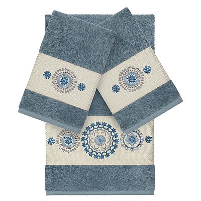 Linum Home Textiles 3 piece Turkish Cotton Isabelle Embellished Towel Set