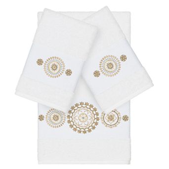 Linum Home Textiles 3 pc Turkish Cotton Isabelle Embellished Quick Dry Towel Set