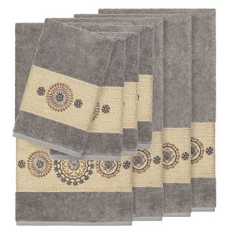 Linum Home Textiles 8 pc Turkish Cotton Isabelle Embellished Towel Set