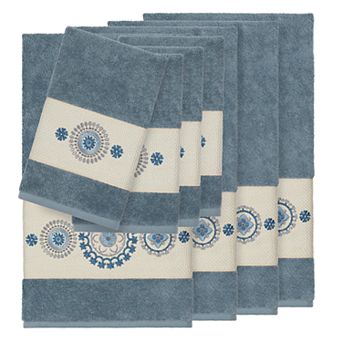 Linum Home Textiles 8 pc Turkish Cotton Isabelle Embellished Towel Set